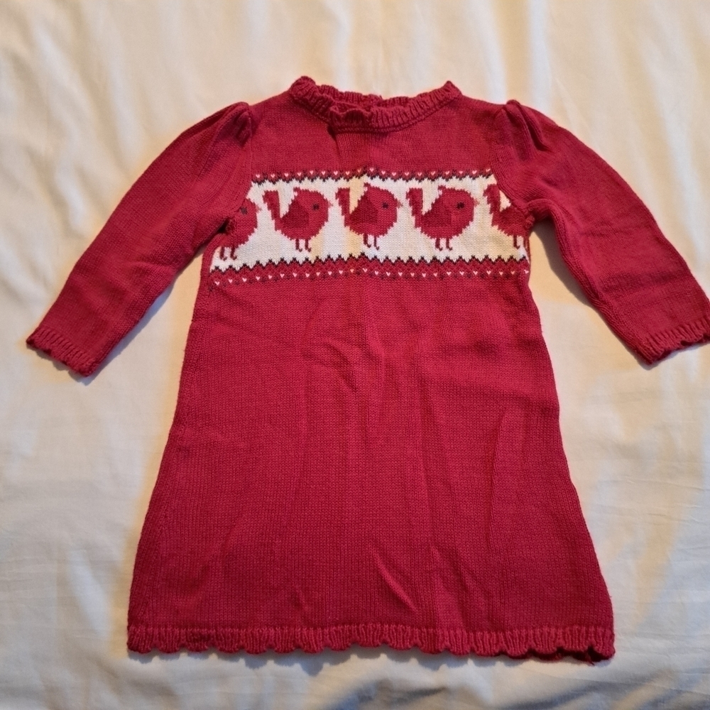 Gymboree girls 6-12 months Cozy Cabin line red knit sweater dress